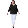 Agnes Orinda Women's Plus Size Pleated Keyhole Neck 3/4 Sleeve Business Casual Blouses - 3 of 4