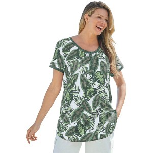 Woman Within Plus Size Knit Henley Tunic - 1 of 4