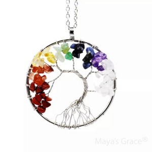 Maya's Grace 7 Chakra Tree of Life Pendant Necklace with Natural Gemstones - 1 of 4