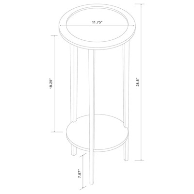 Espresso Round Wood Accent Table with Bottom Shelf