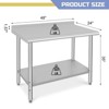 Stainless Steel Kitchen Cart, 48 x 24 x 35 inches Prep Table with Adjustable Shelf and Backsplash - 2 of 4