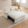 55" Velvet Two Seater Pull-Out Sofa Bed with USB Ports, Side Pockets, and 2 Waist Pillows for Living Room - 2 of 4
