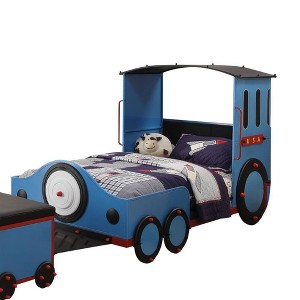 Tobi 82" Full Bed Blue/Red and Black Train - Acme Furniture: Sturdy Metal Frame, No Box Spring Needed - 1 of 4