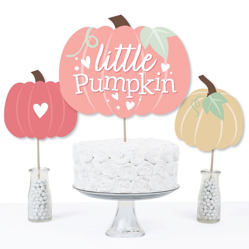 Big Dot of Happiness Girl Little Pumpkin - Fall Birthday Party or Baby Shower Centerpiece Sticks - Table Toppers - Set of 15, 3 of 8