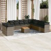vidaXL Patio Sofa Set with Cushions Outdoor Furniture 12 Piece Poly Rattan - Gray - 2 of 4