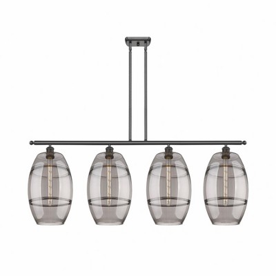 Vaz - 4 Light Stem Hung Island In Industrial Style-19 Inches Tall and 48.25 Inches Wide