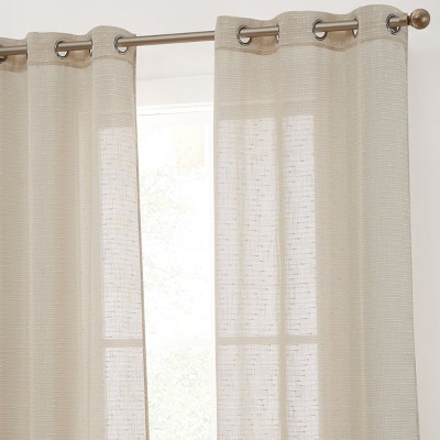 HLC.ME Emily Faux Linen Semi Sheer Light Filtering Grommet Lightweight Window Curtains Drapery Panels, Set of 2