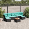vidaXL 8 Piece Patio Sofa Set with Cushions Black and Blue Poly Rattan - 2 of 4