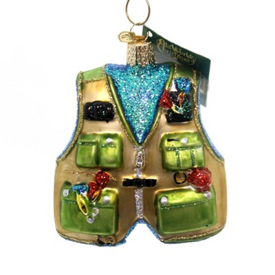 Old World Christmas 4.5 Inch Fishing Vest Hook Bate Lake Ocean Tree Ornaments