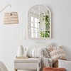 MAYEERTY Window Mirror Solid Wood Grid Right Angle Arch Weathered White 36x24x1in Openable - 4 of 4