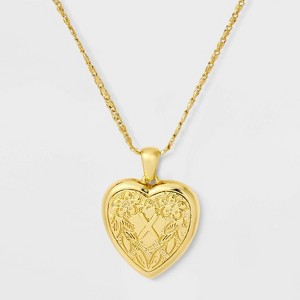 14K Gold Dipped Heart Charm Initial Necklace - A New Day™ Gold - 1 of 4