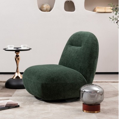 Large Swivel Accent Chair,Velvet Fabric Upholstered Sofa Chair,Living Room Armless Comfortable Chair With Solid Wood Frame-Coolbibila