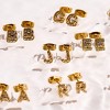 EVRY JEWELS WATERPROOF Gold or Silver Plated Stainless Steel Crystal Initial Stud Earrings - 2 of 3