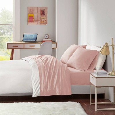Blush Twin XL Cotton Blend Jersey Knit Sheet Set