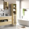 HOMCOM Tall Bathroom Storage Cabinet with Rattan Doors, Freestanding Bathroom Cabinet with Open Shelves and Cabinet - 3 of 4