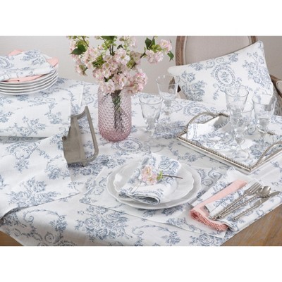 Toile Floral Linen Napkins Set of 4 - 20"