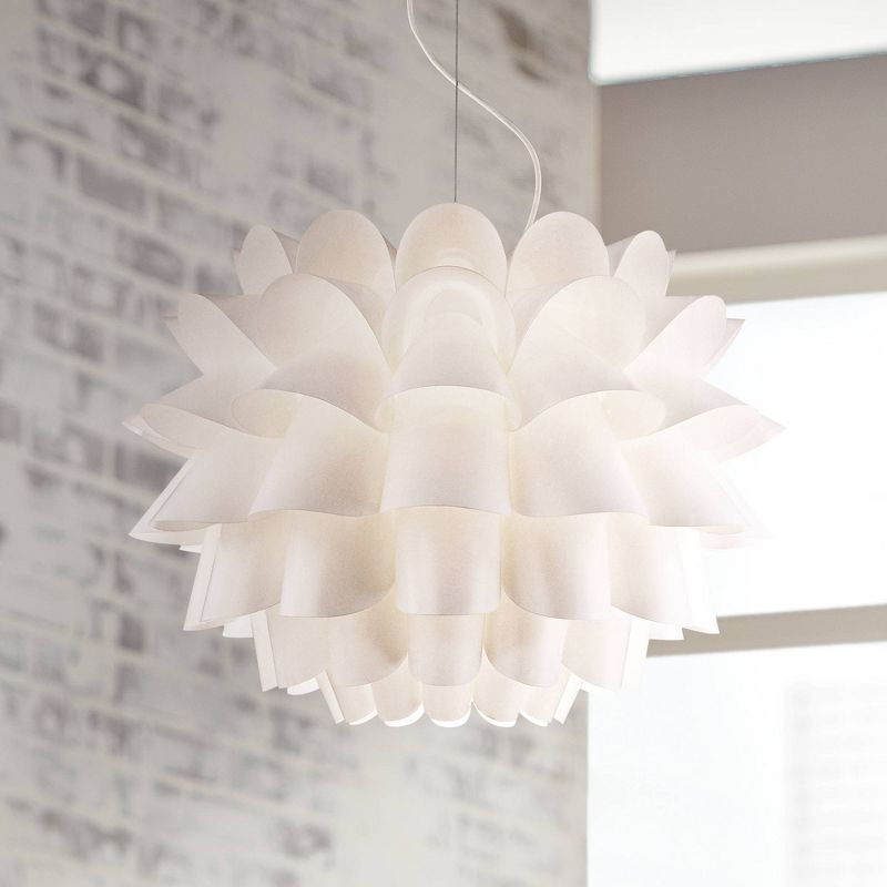Possini Euro Design White Flower Pendant 25 1/4" Wide Modern Blooming Curved Petals for Dining Room Living House Home Foyer Kitchen Island Entryway, 2 of 10