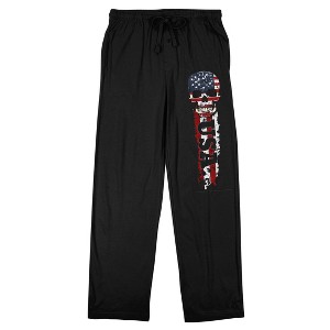 Americana USA American Flag Skull Adult Black Sleep Pajama Pants - 1 of 4