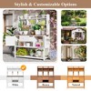 50”W Garden Potting Bench Table, Outdoor Patio Workstation with Hutch, Drawer and Adjustable Shelves, Fir Wood Frame, Brown/White/Natural-ModernLuxe - 4 of 4