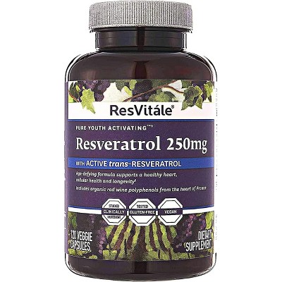 ResVitále Resveratrol 250 mg - Resveratrol Supplement for Men and Women - 120 Veggie Capsules