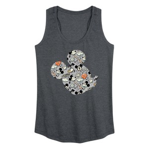 Women's - Disney - Mickey Pattern Silhouette Graphic Racerback Tank - 1 of 4