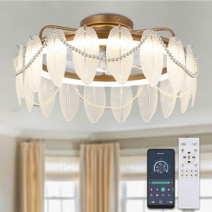 Bella Depot 24" Frech Gold Ceiling Fan Flush Mount Crystal Fan - 1 of 4