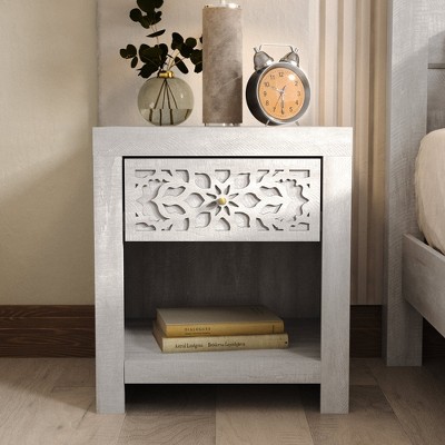 Galano Avaro 1 Drawer Nightstand (20.3 in. H x 17.8 in. W x 16.1 in. D) in Dusty Gray Oak, Knotty Oak
