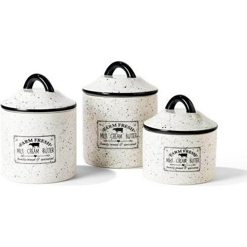 American Atelier Canister Set 3-piece Ceramic Jars In Small, Medium, Large  With Airtight Lids, Farm Fresh : Target