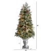 Nearly Natural 4-ft English Pine Artificial Christmas Tree with 100 Warm White LED Lights and 413 Bendable Branches in Decorative Urn - 2 of 4