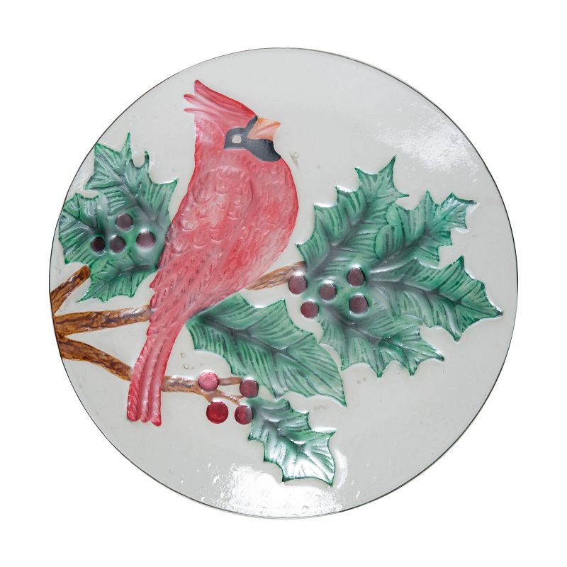 Transpac Glass 9.84 in. Multicolor Christmas Bright Cardinal Platter, 2 of 3