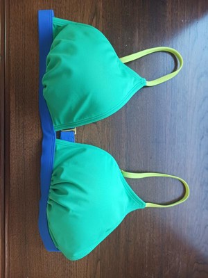 Women's Colorblock Triangle Bikini Top - Wild Fable™ Green/blue D