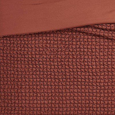 Rust Twin Microfiber Textured Puff Comforter Set