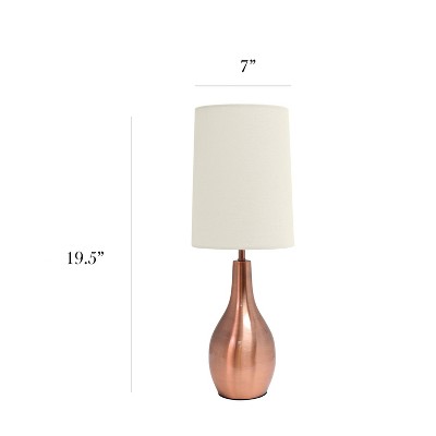 Rose Gold Teardrop Table Lamp with White Fabric Shade