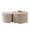 Sapphtopaz Modern Round Coffee Table with Handcrafted Relief Wood Side Table with Unique Design Coffee Bar Center Table for Living Room,Beige - 3 of 4