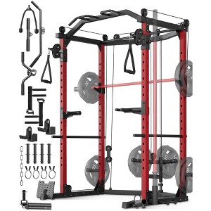 Coucheta 2000LBS Power Cage for Home Gym with Pulley Cable System, Multi-Functional Squat Rack with LAT Pulldown & Attachments for Full-Body - 1 of 4
