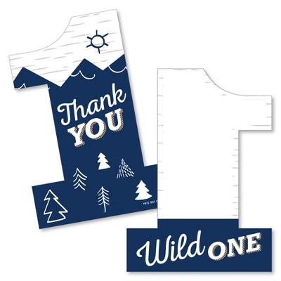 Big Dot of Happiness He's a Wild One - Shaped Thank You Cards - 1st Birthday Party Thank You Note Cards with Envelopes - Set of 12