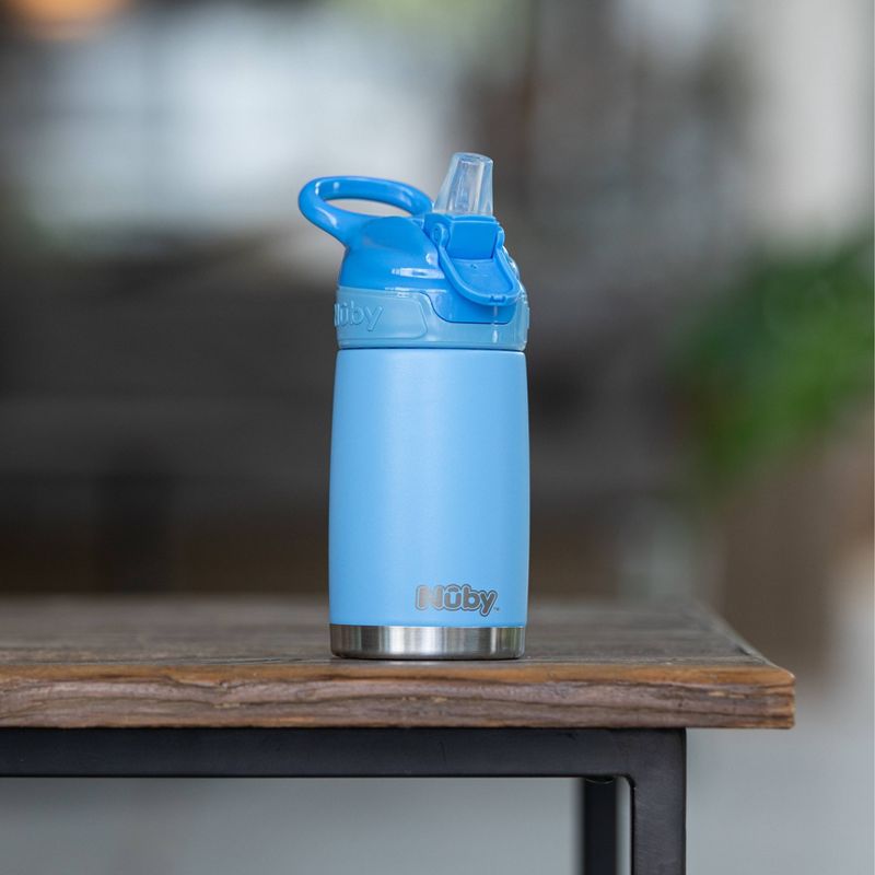 Nuby Thirsty Kids&#39; 10oz Stainless Steel Flip-it Reflex Portable Drinkware - Blue, 3 of 7