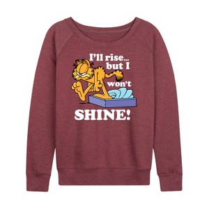 Women's - Garfield - Rise But Won't Shine Lightweight French Terry Wide Neck Long Sleeve Shirt - 1 of 4