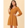 Allegra K Women's Swiss Dots Elastic Waist 3/4 Sleeve A-line Solid Flowy Chiffon Dress - 3 of 4