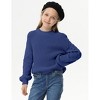 Girls Crewneck Knit Pullover Sweaters Long Lantern Sleeve Oversized Knit Cute Jumper Tops - 4 of 4