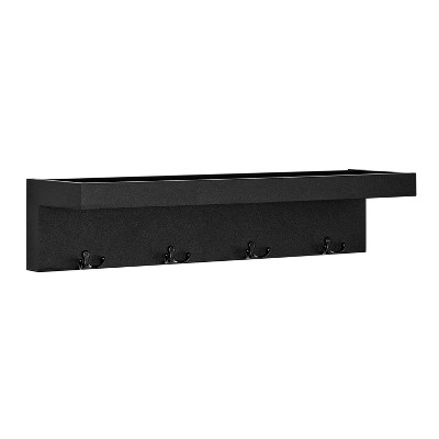 Black Wall Mounted Entryway Coat Rack with Shelf and Hooks