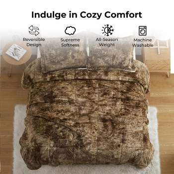 Peace Nest 3 Piece Winter Reversible Comforter Set Faux Shearling Ultra Soft Minky Plush and Fuzzy Fleece Microfiber