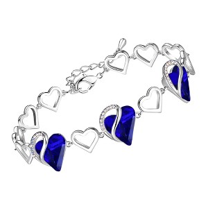 Leafael Infinity Love Heart Birthstone Crystal Link Bracelet, Silver Plated, 7“+2” Adjustable Chain - 1 of 4