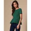 INSPIRE CHIC Women's Short Sleeve Round Neck Stretch Business Classic Peplum Top - 4 of 4