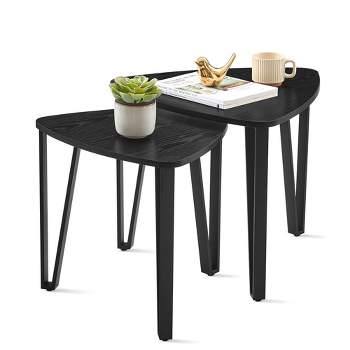 VASAGLE Nesting Coffee Tables, End Tables Set of 2，Industrial Small Stacking Side Tables with Metal Frame