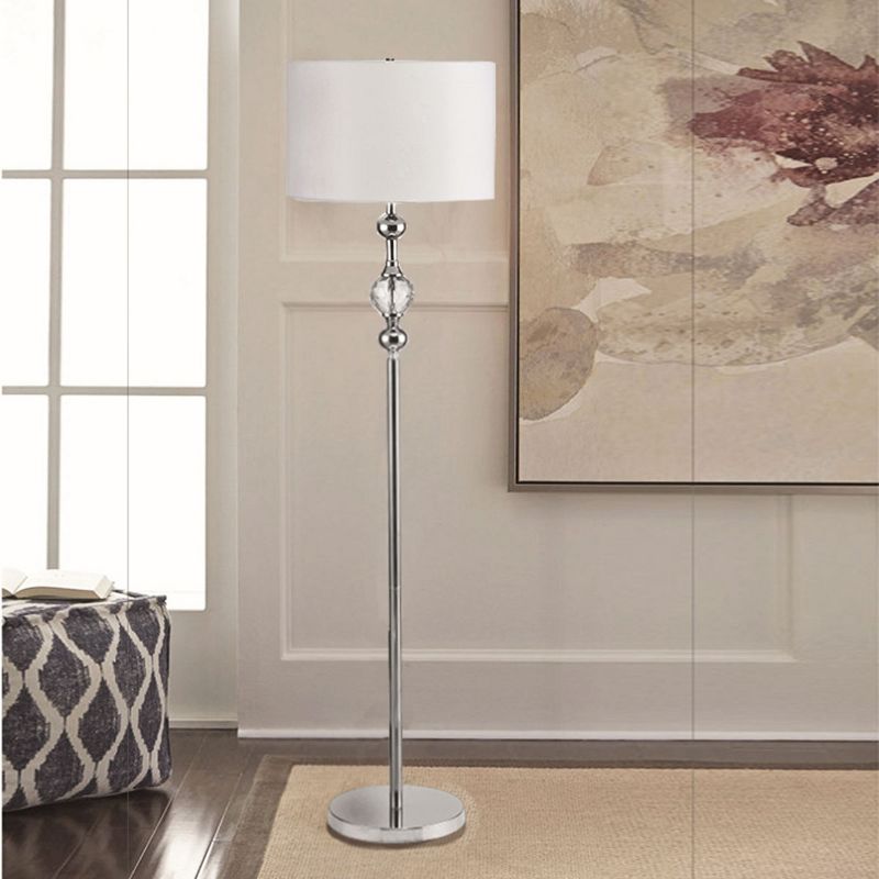 62.5&#34; Traditional Metal Floor Lamp with Crystals (Includes CFL Light Bulb) Silver - Ore International, 3 of 5