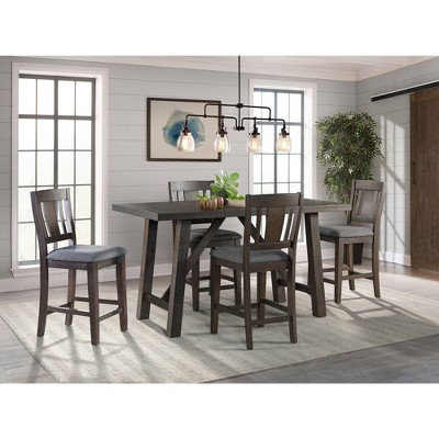 Gray Upholstered Wood Counter Height Side Chair Set