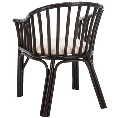 Transitional Gino Arm Chair in Dark Brown with White Cotton Cushion