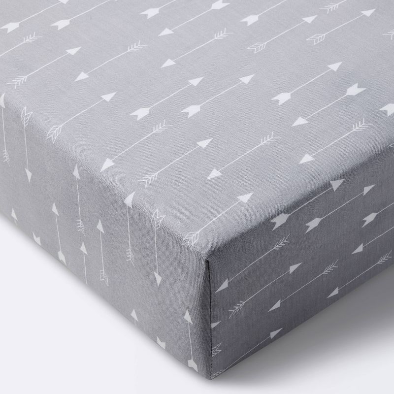 Fitted Crib Sheet Arrows - Cloud Island&#8482; Gray, 1 of 9