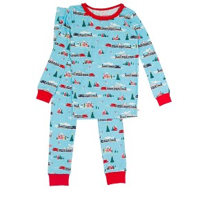 RuffleButts SoftSnooze Big Girls Ruffle Long Sleeve Pajama Set - 1 of 4